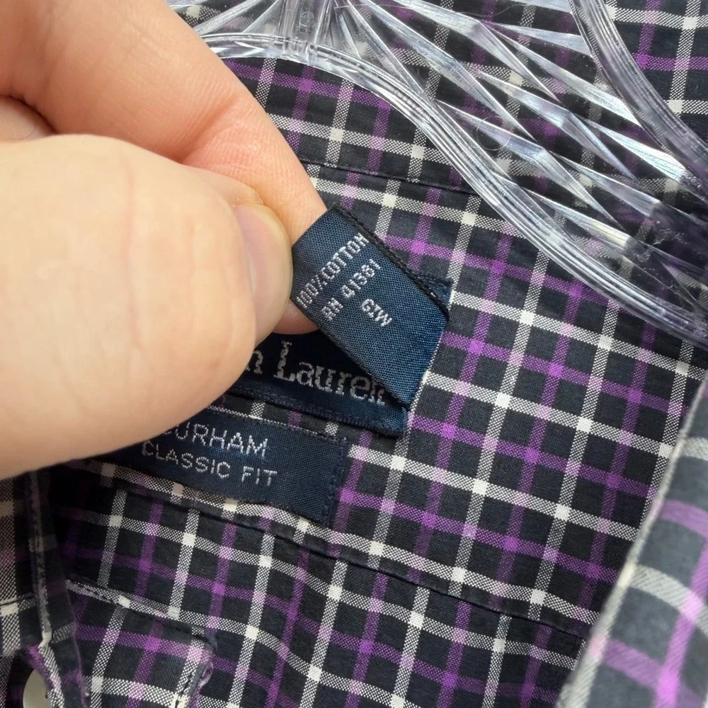 Polo Ralph Lauren Shirt Mens XL Purple Black Plaid‎ Curham Classic Fit Y2K Retro